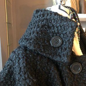 Black High-Collar Wool Coat